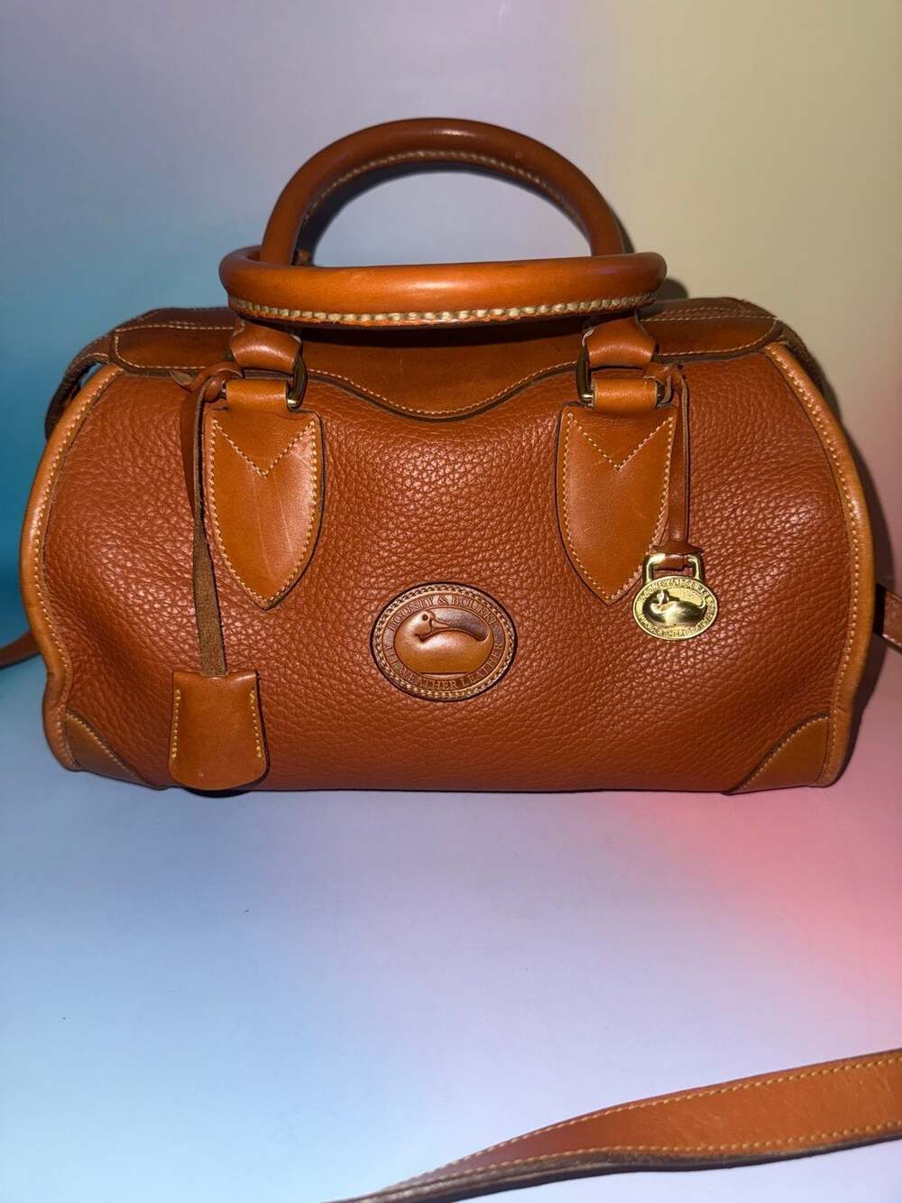 - Dooney & Bourke Solid British Tan Gladstone Satchel